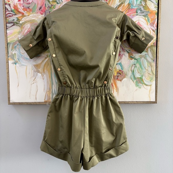 Alberto Makali Olive Green Romper with Gold Button Detail, Size S - Picture 9 of 12